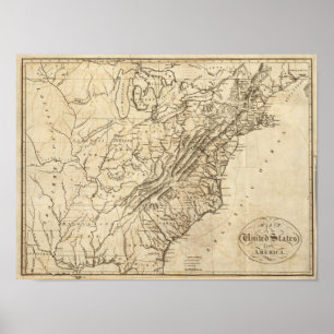 Kaart van de Verenigde Staten van Amerika 2 Poster