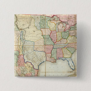Kaart van de Verenigde Staten van Amerika Vierkante Button 5,1 Cm