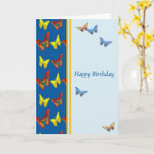 Kaart van de verjaardag met Butterflies (Gele Bloem)