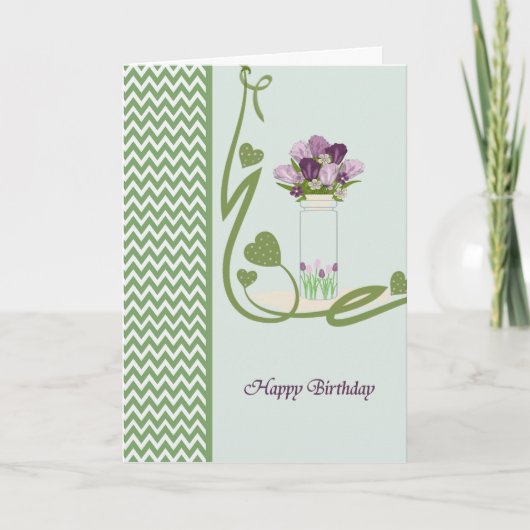 Kaart van de verjaardag met Jar en Tulips (Voorkant)