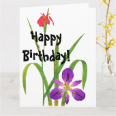 Kaart van de Verjaardag van de Iris van bloemen de (Gele Bloem)