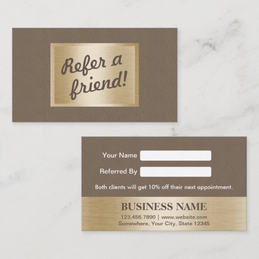 Kaart | van de verwijzing Elegant Bruin Leer & (Voorkant / Achterkant)