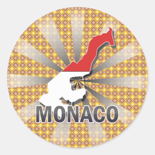 Kaart van de vlag van Monaco 2.0 Ronde Sticker (Voorkant)