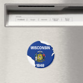 Kaart van de vlag van Wisconsin Magneet (Insitu (Vaatwasser))