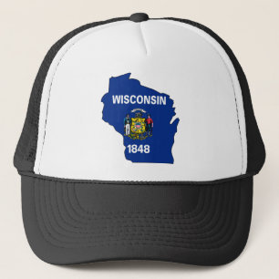 Kaart van de vlag van Wisconsin Trucker Pet