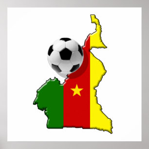 Kaart van de voetballen geschenken van het Kameroe Poster