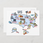 kaart van de VS, attracties, landschappen, grote s (Voorkant / Achterkant)