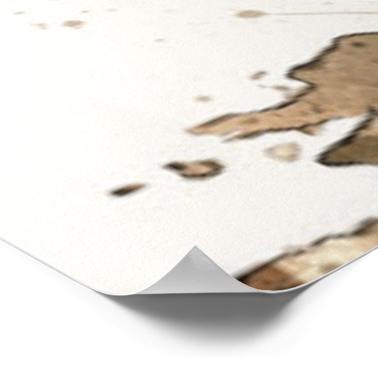 Kaart van de Waterverf Wereldkaart Sepia Poster (Hoek)