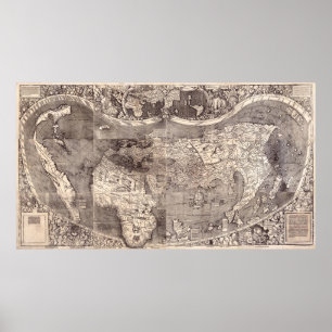 Kaart van de wereld   1507 poster