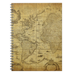 kaart van de wereld 1635 notitieboek