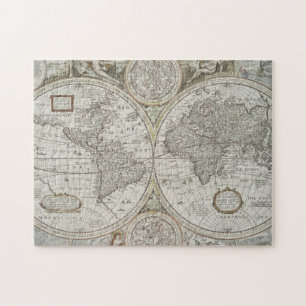 Kaart van de wereld 1676 legpuzzel