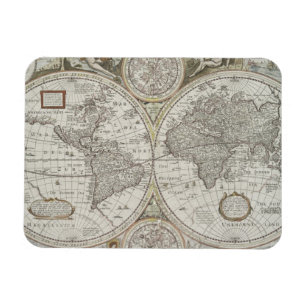 Kaart van de wereld 1676 magneet