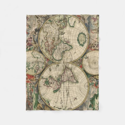  kaart van de wereld (1689) fleece deken (Voorkant)