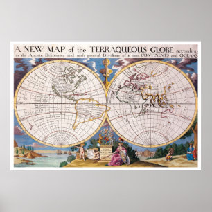  kaart van de wereld (1700) poster