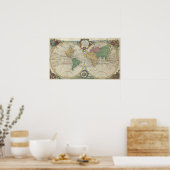  kaart van de wereld (1744) poster (Keuken)