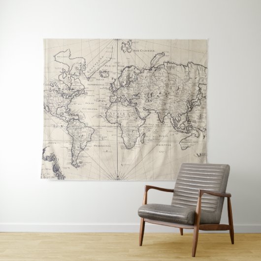  kaart van de wereld (1750) wandkleed (In Situ (horizontaal))