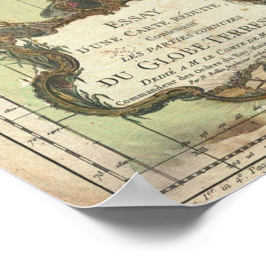 kaart van de wereld (1778) poster (Hoek)