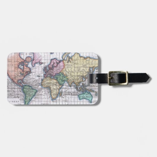 kaart van de wereld (1780) bagagelabel (Voorkant horizontaal)