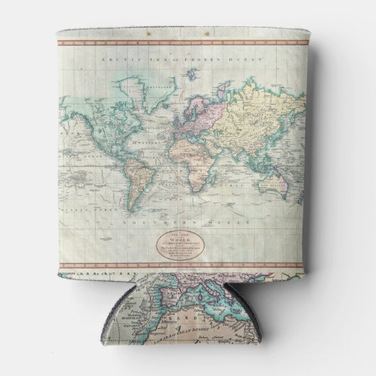 kaart van de wereld (1801) blikjeskoeler (Voorkant)