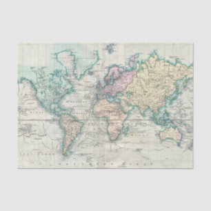 kaart van de wereld (1801) tissuepapier