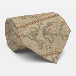 kaart van de wereld (1814) stropdas