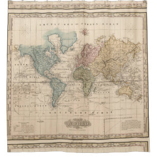 kaart van de wereld (1823) 2 douchegordijn