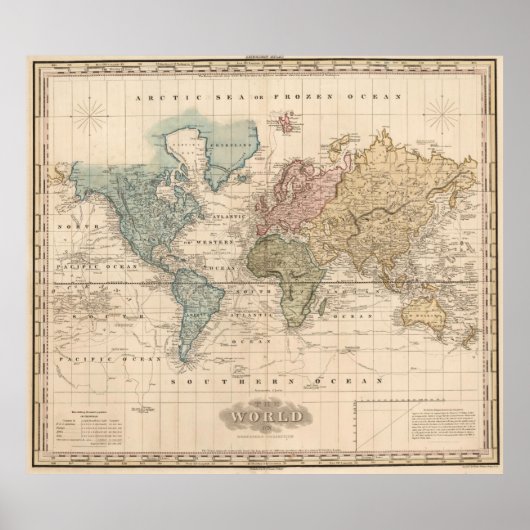  kaart van de wereld (1823) 2 poster (Voorkant)