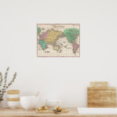 kaart van de wereld (1827) poster (Keuken)