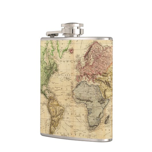 kaart van de wereld (1831) heupfles (Links)