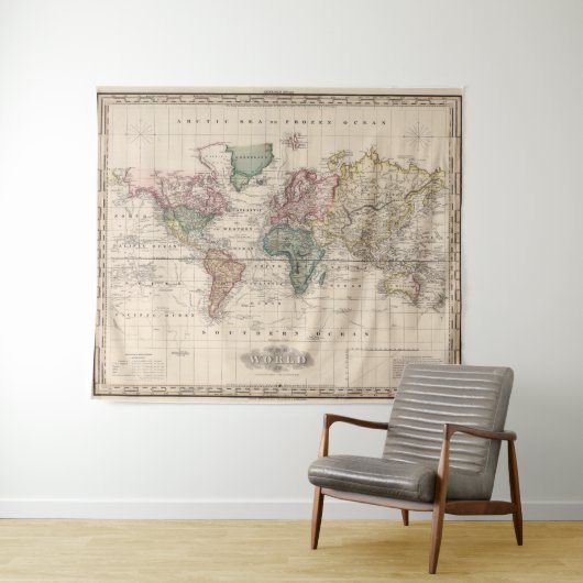  kaart van de wereld (1833) wandkleed (In Situ (horizontaal))