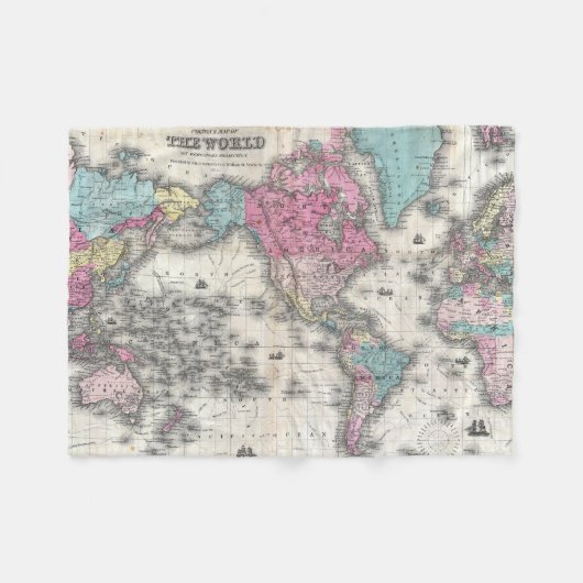  kaart van de wereld (1852) fleece deken (Voorkant (Horizontaal))