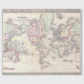  kaart van de wereld (1864) cadeaupapier (Vlak)
