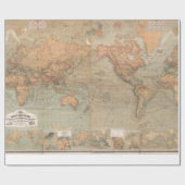kaart van de wereld (1870) cadeaupapier (Vlak)