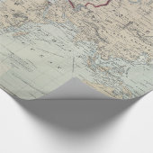 kaart van de wereld (1875) cadeaupapier (Hoek)