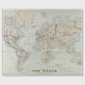 kaart van de wereld (1875) cadeaupapier (Vlak)