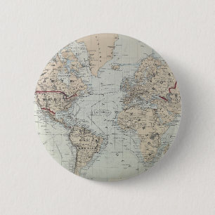 kaart van de wereld (1875) ronde button 5,7 cm