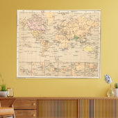 kaart van de wereld (1880) canvas afdruk (Insitu (Woonkamer))