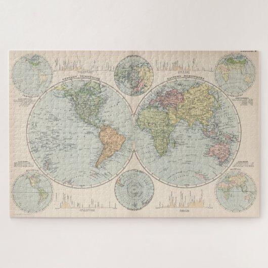kaart van de wereld (1892) legpuzzel (Horizontaal)