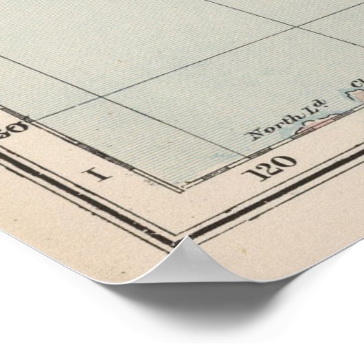  kaart van de wereld (1892) poster (Hoek)