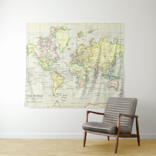 kaart van de wereld (1899) wandkleed