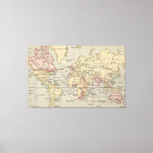 kaart van de wereld (1914) canvas afdruk