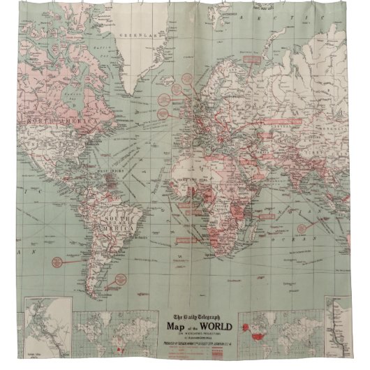  kaart van de wereld (1918) douchegordijn (Voorkant)