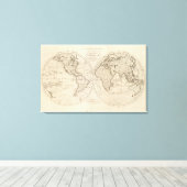 Kaart van de wereld 2 canvas afdruk (Insitu (Houten vloer))