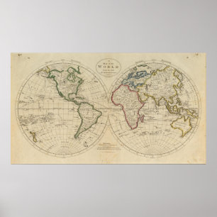 Kaart van de wereld 4 poster
