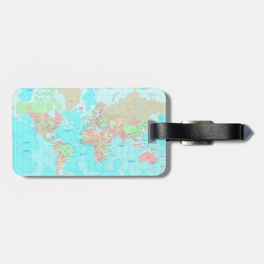 Kaart van de wereld bagagelabel (Achterkant horizontaal)