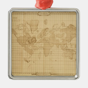 Kaart van de wereld metalen ornament