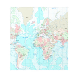 Kaart van de wereld notitieblok