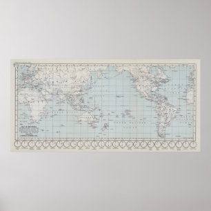 Kaart van de wereld op de prognose van Mercator Poster