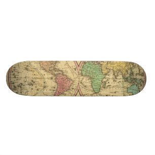 Kaart van de wereld over de mondiale projectie skateboard