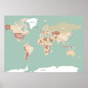 Kaart van de wereld! poster